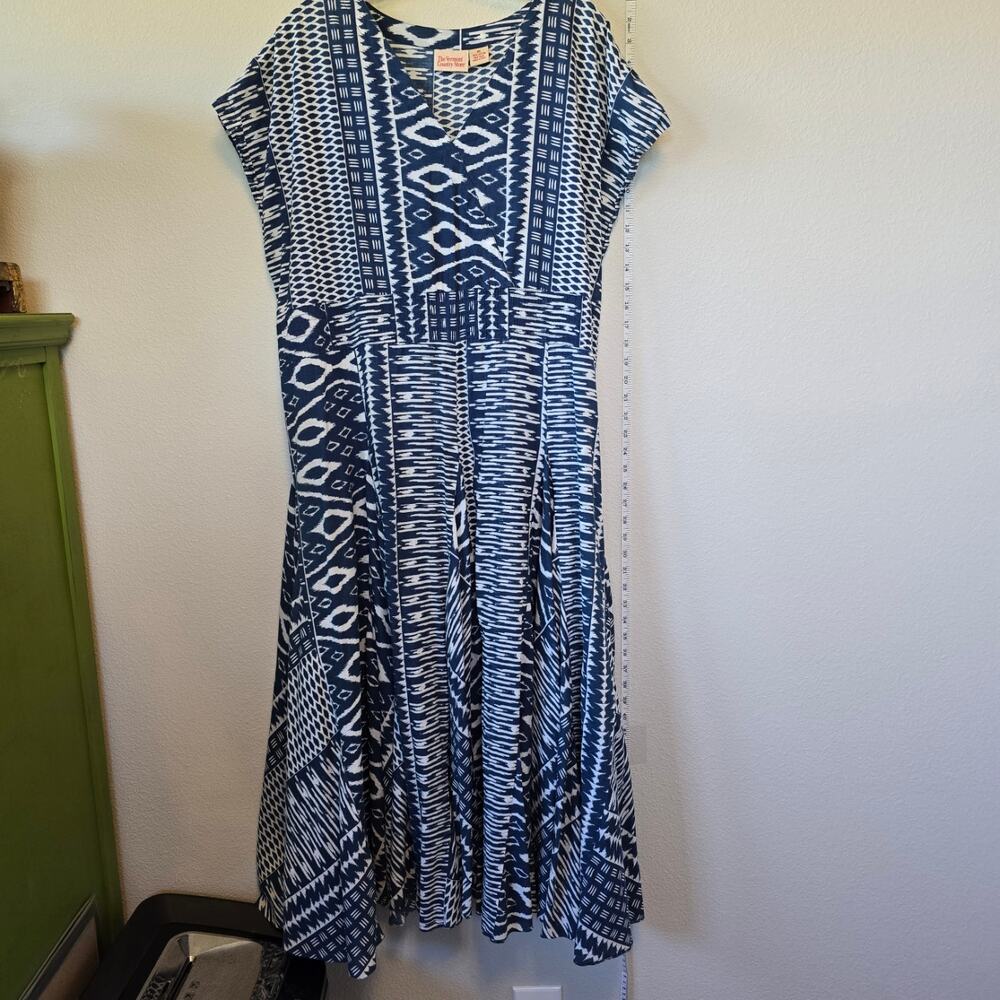 The Vermont Country Store 100% Cotton Blue & White Dress